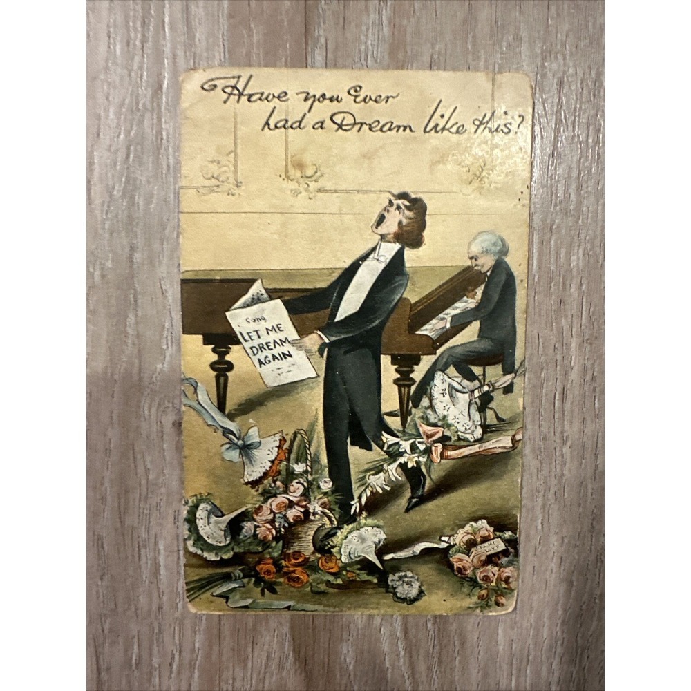 Have You Ever Had A Dream Like This Postcard Man Singing Thrown Flowers Bouquets
